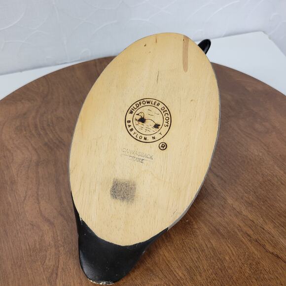 Vintage Wildflower Decoys Canvasback Drake Duck Sculpture Wood Carved Handmade - Picture 12 of 13